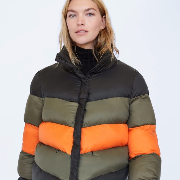 zara colour block puffer jacket